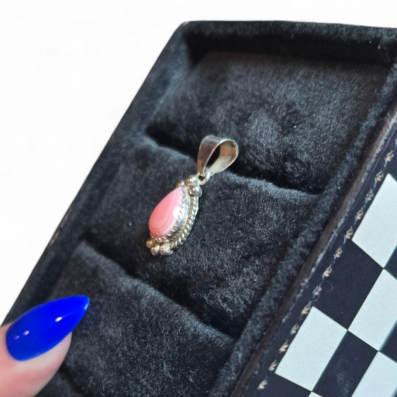 Native Made Pink Conch & Sterling Pendant
