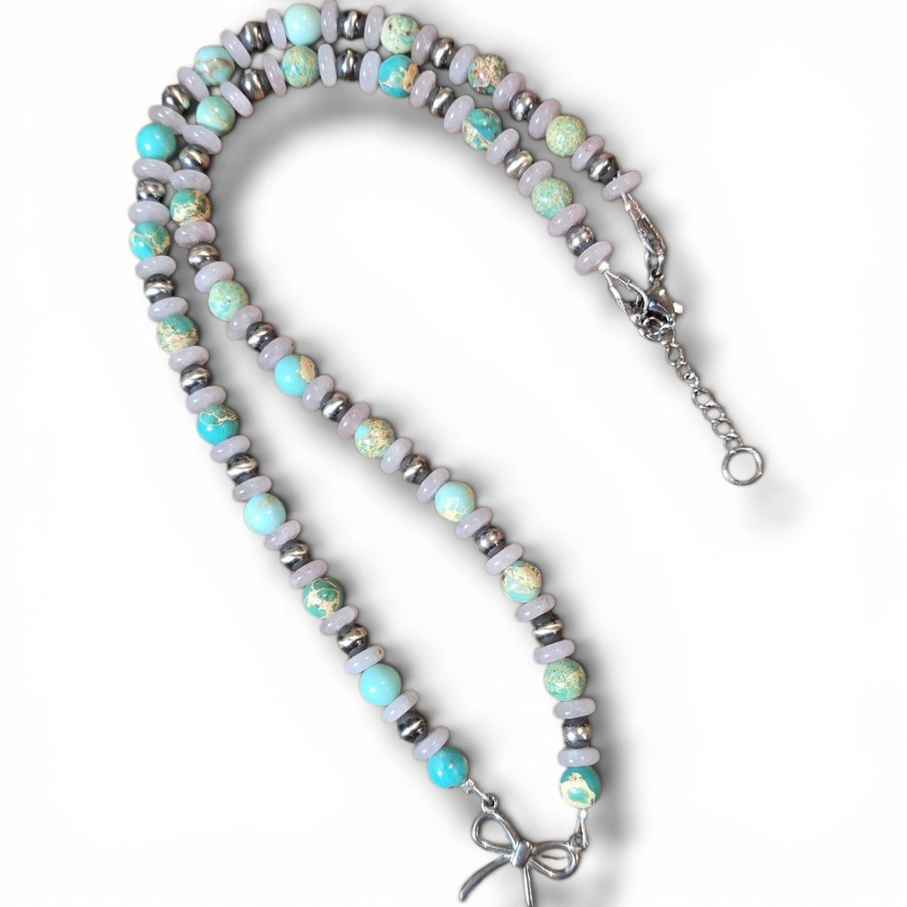 Bow Sterling Pearl Necklace 19 - 20 inches