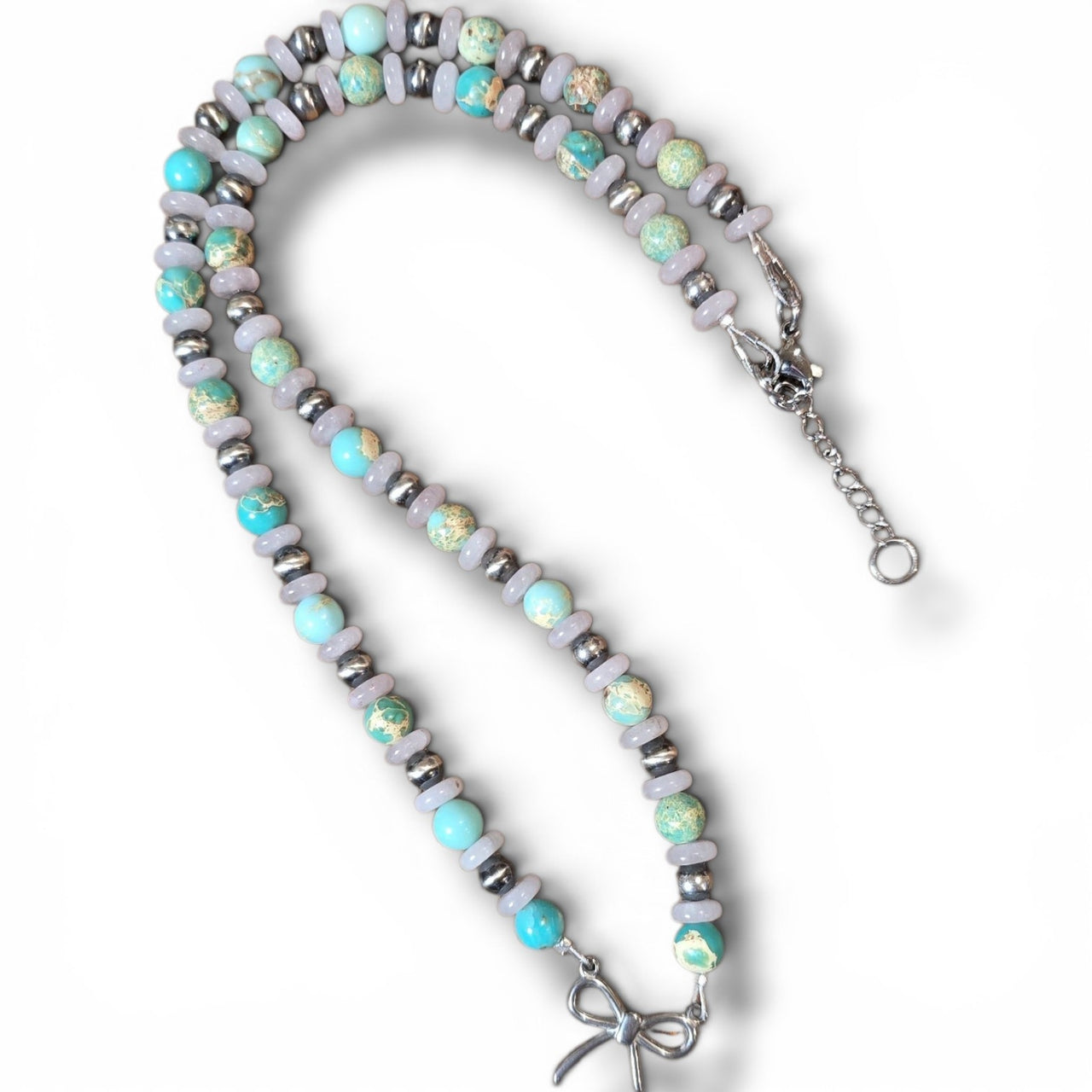 Bow Sterling Pearl Necklace 19 - 20 inches
