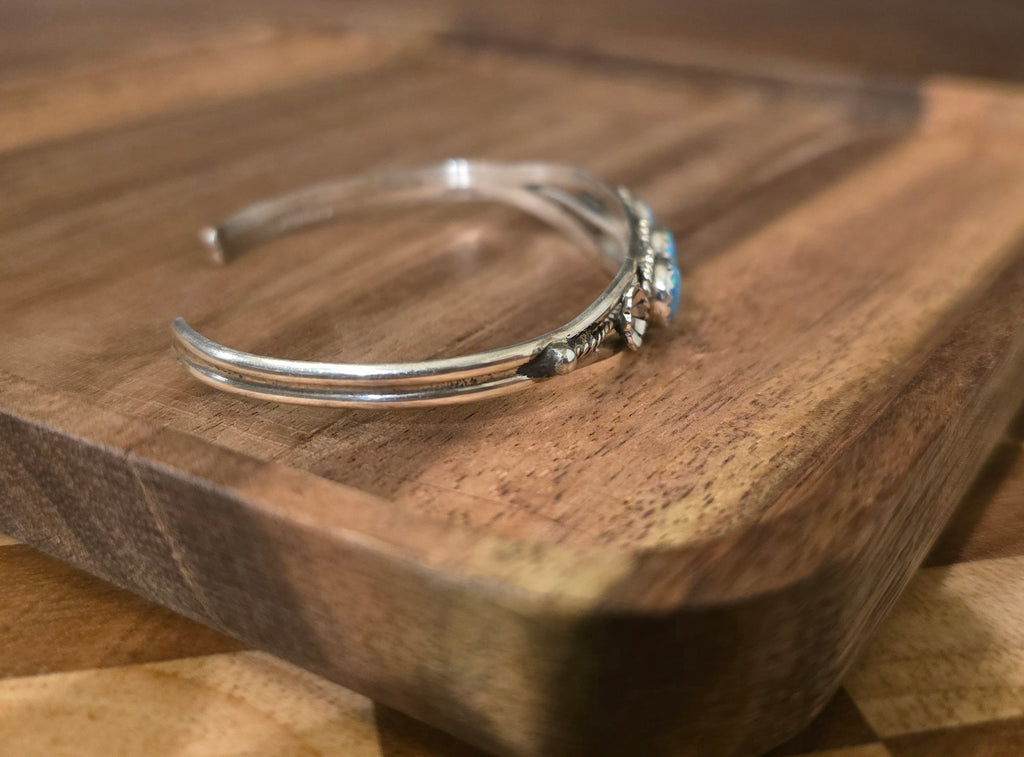 Light Blue Opal & Sterling Dainty Cuff