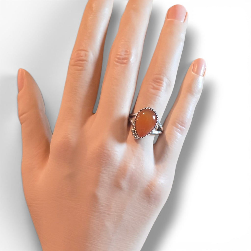 Native Made Orange Carnelian & Sterling Size 7.5