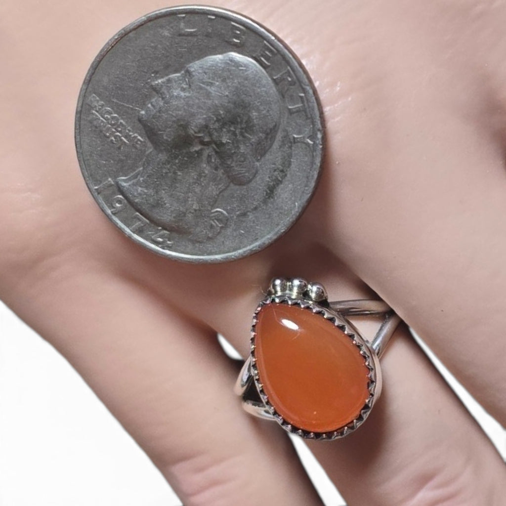 Native Made Orange Carnelian & Sterling Size 7.5