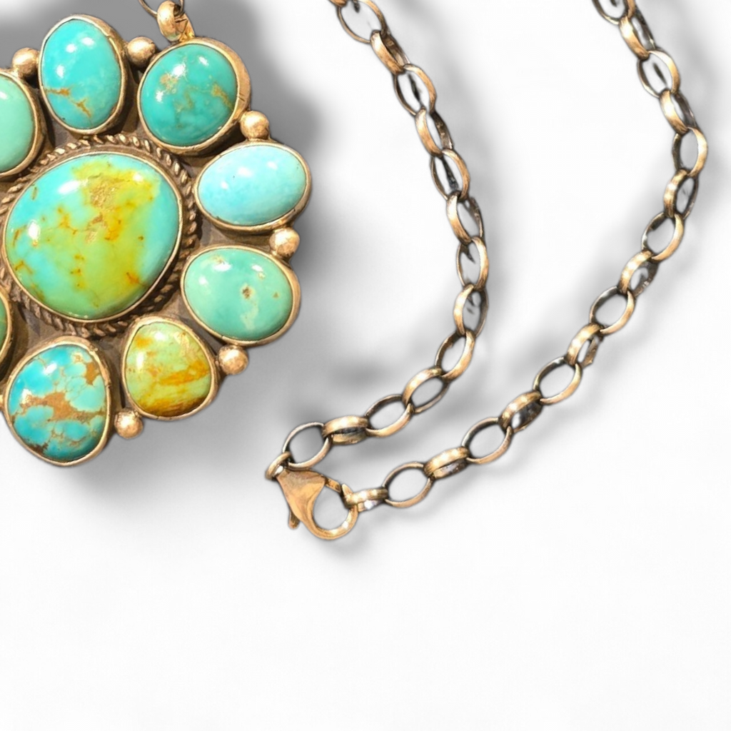 Geraldine James Kingman Turquoise & Sterling Cluster Necklace