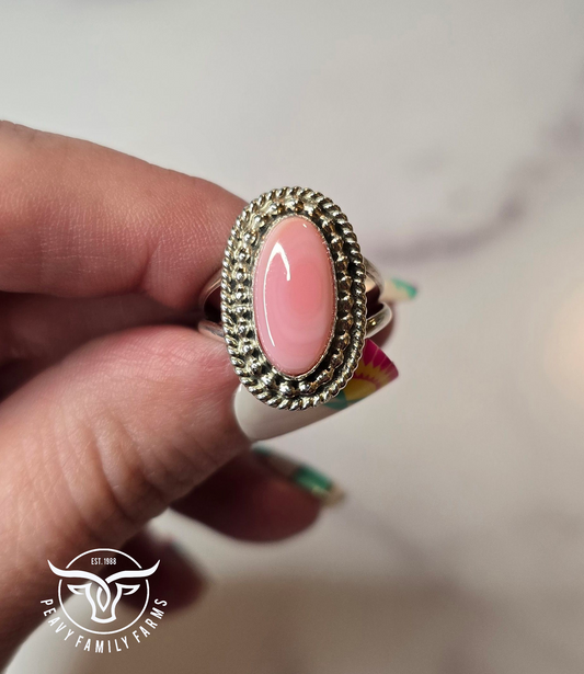 Pink Conch and Sterling Size 6.75