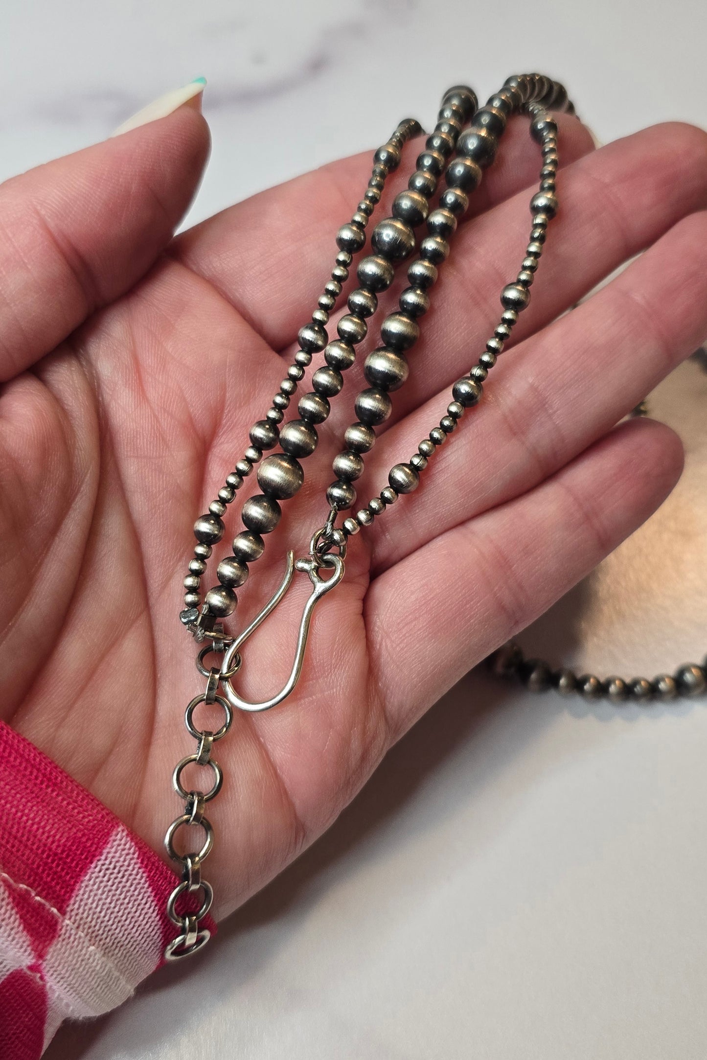 Sterling Pearl Double Strand Necklace