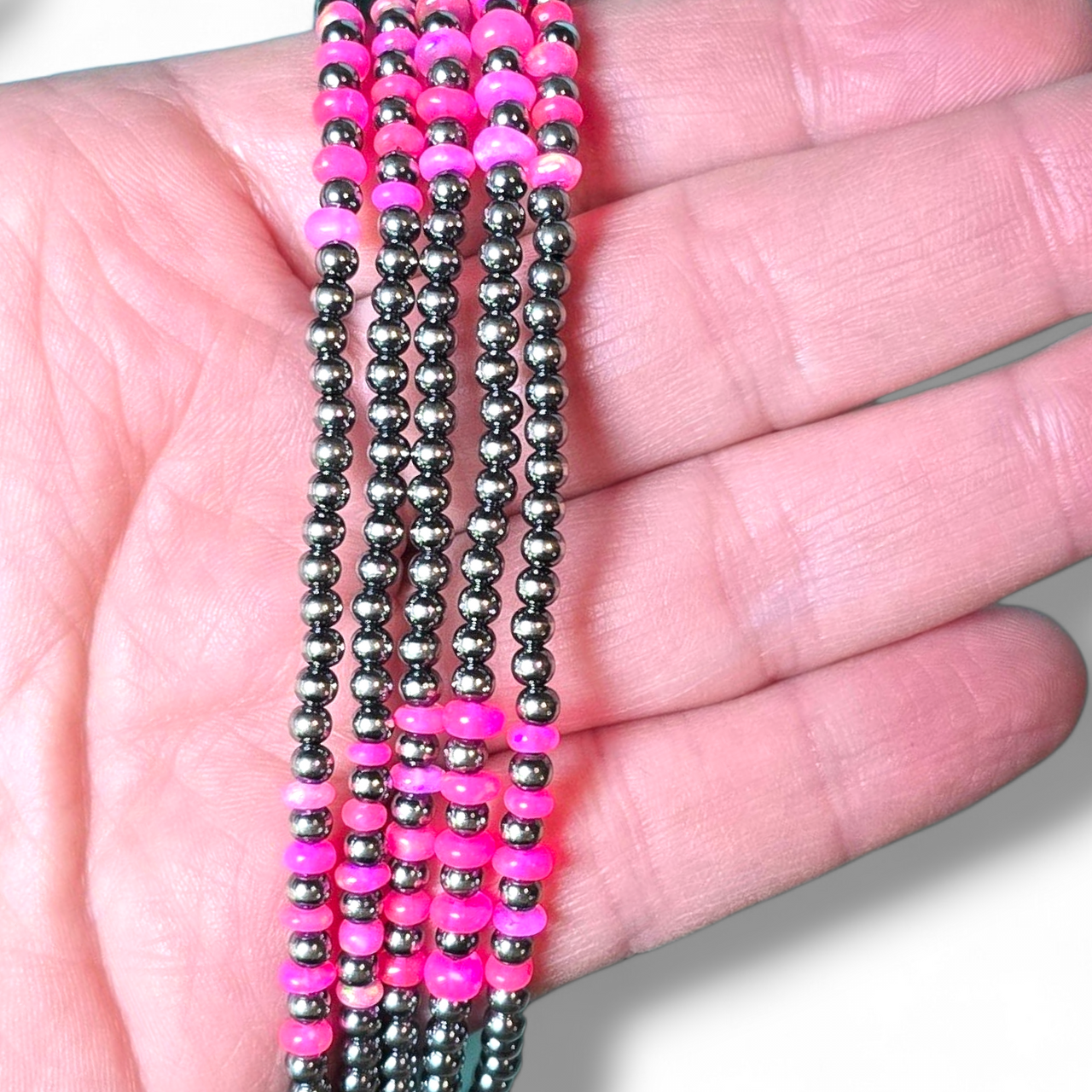 Pink Ethiopian Opal & Sterling Pearl Necklace