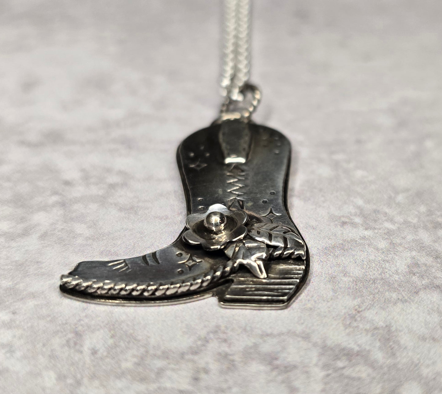 Handmade Sterling Boot Necklace