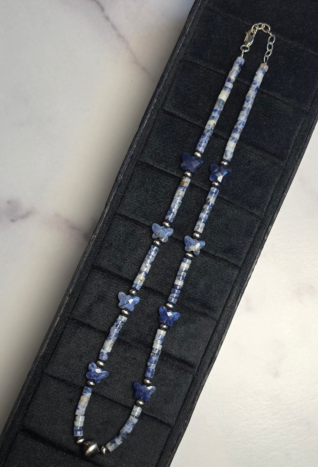 The Sodalite Butterfly Necklace 17-18 inches