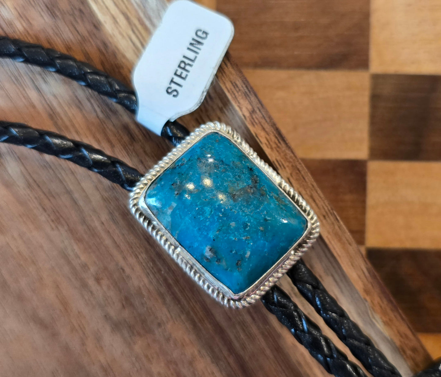 Turquoise, Sterling & Leather Bolo