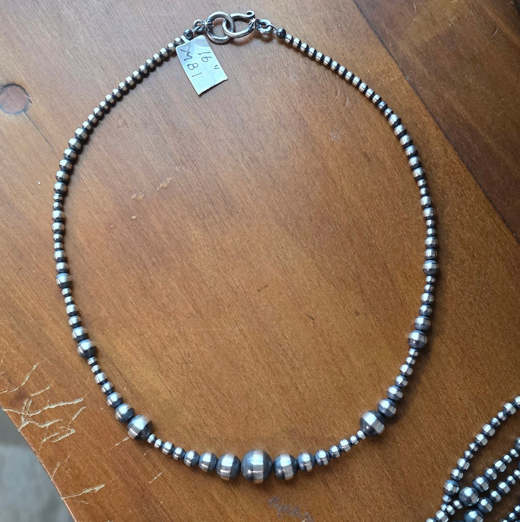 3-10mm Sterling Pearl Necklace 16 inches