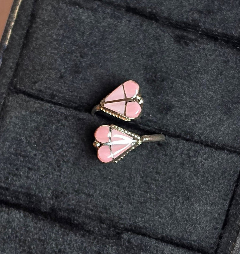 Zuni Inlay Pink Conch Adjustable Ring
