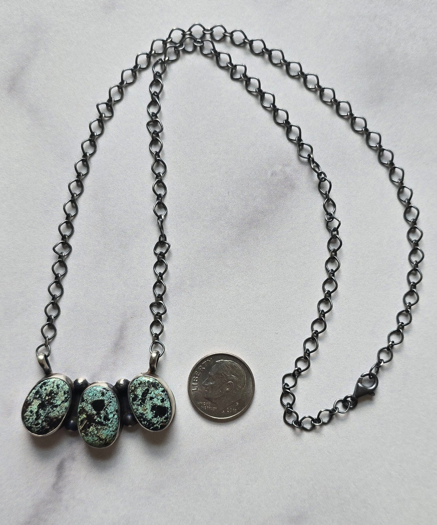 Native Made Black Jack and Sterling Necklace