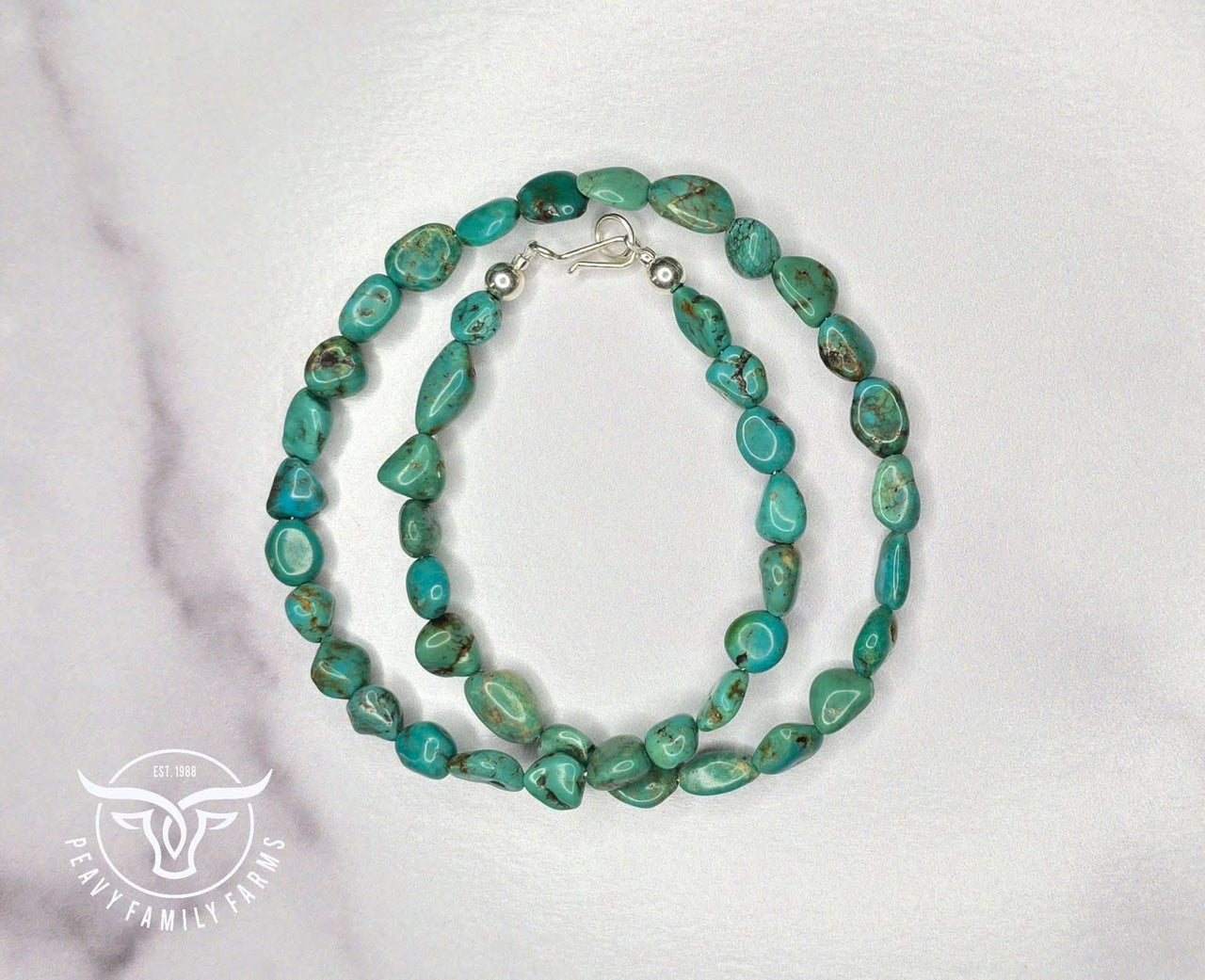 Turquoise & Sterling Necklace 16 inches