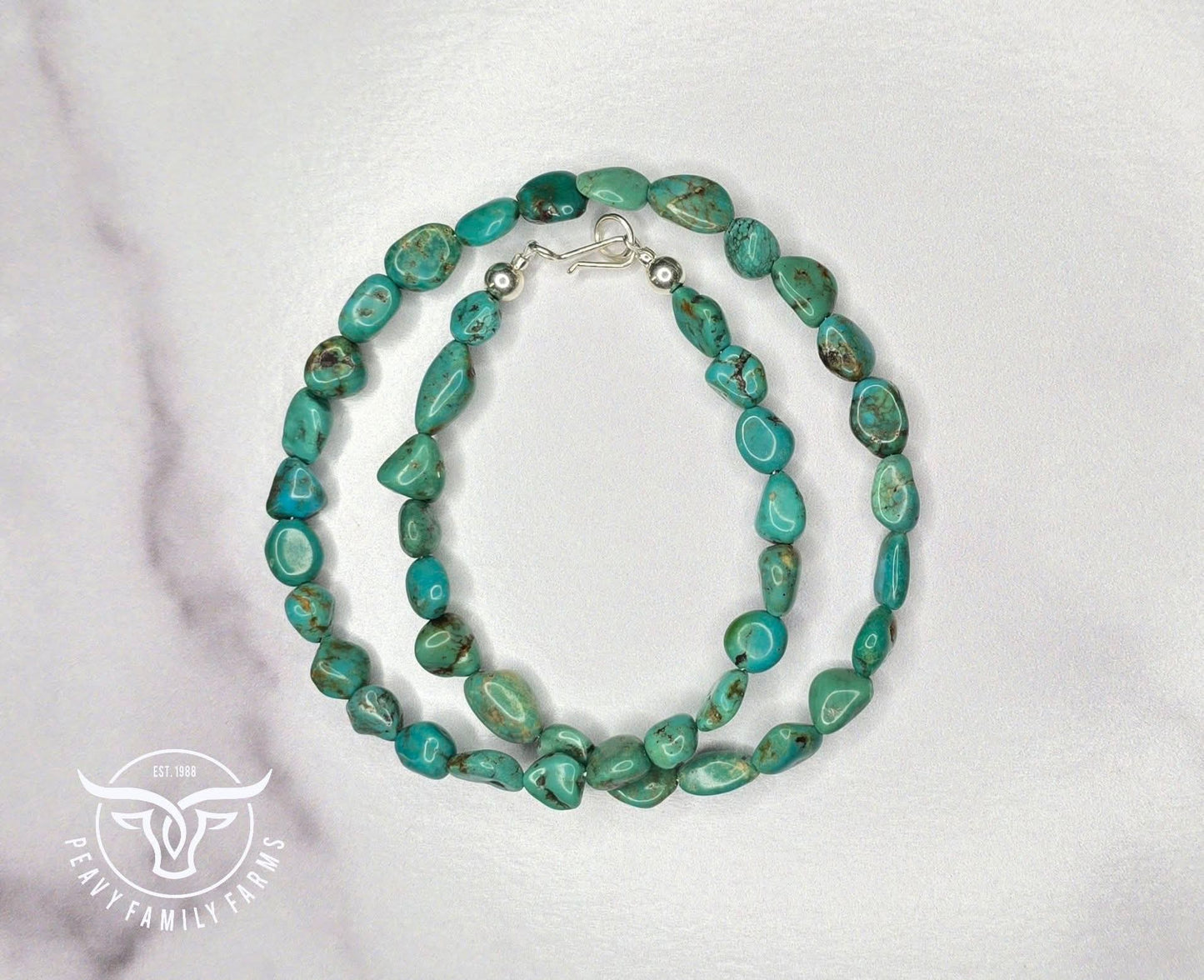 Genuine Turquoise & Sterling Necklace 16 inches