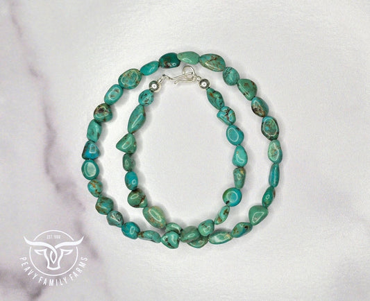 Genuine Turquoise & Sterling Necklace 16 inches