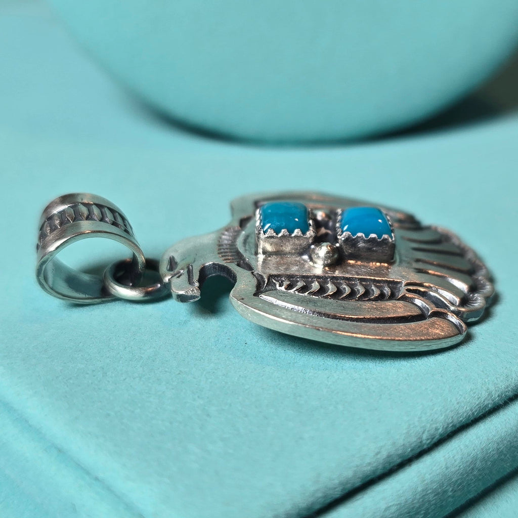 Robinson Martinez Sterling & Double Square Turquoise Pendant