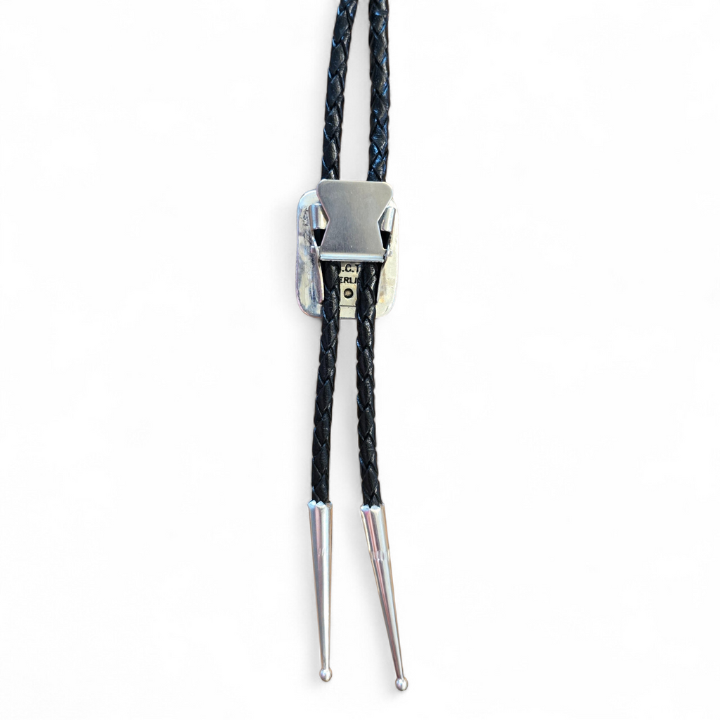 Clayton Chez Tsosie Kingman Turquoise, Sterling & Leather Bolo (wholesale cost)