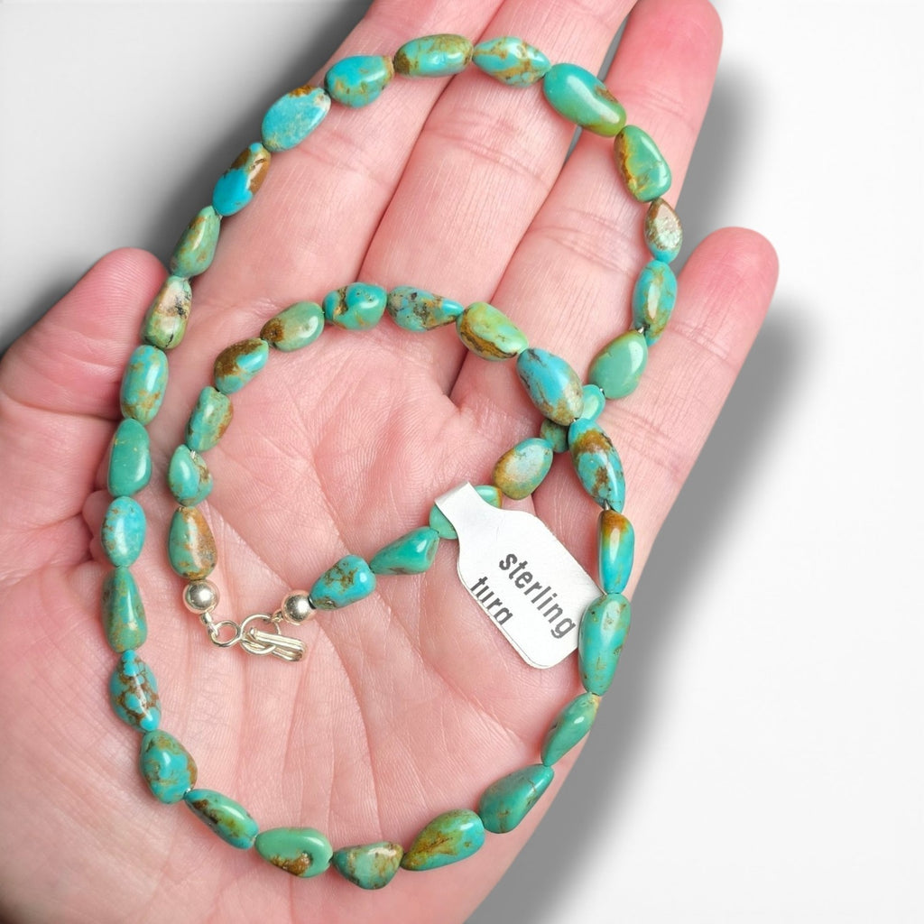 Kingman Turquoise & Sterling Necklace 17.5 inches