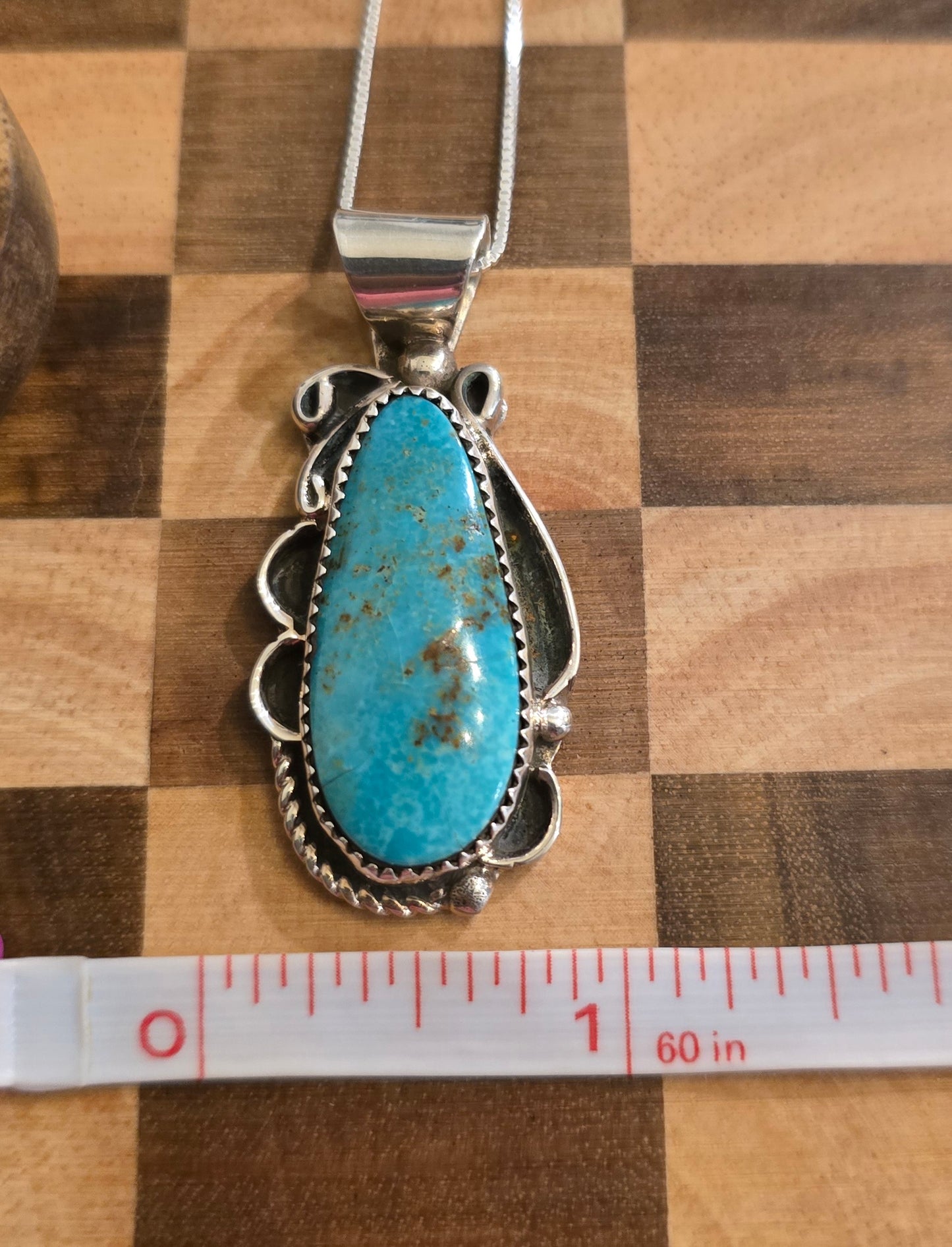 Kingman Turquoise and Sterling Pendant