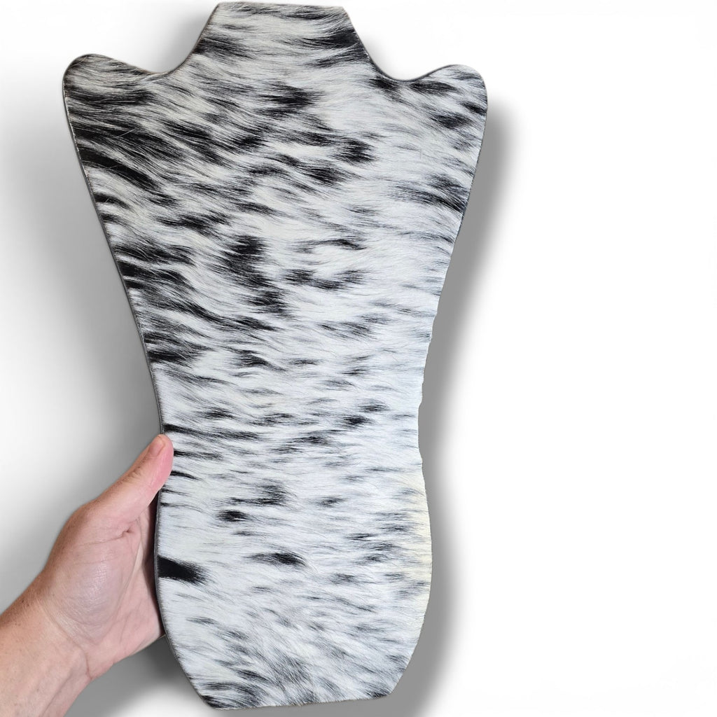 Black & White Hide With Leather Back Necklace Stand