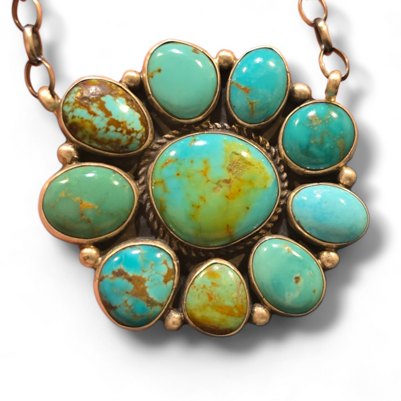 Geraldine James Kingman Turquoise & Sterling Cluster Necklace