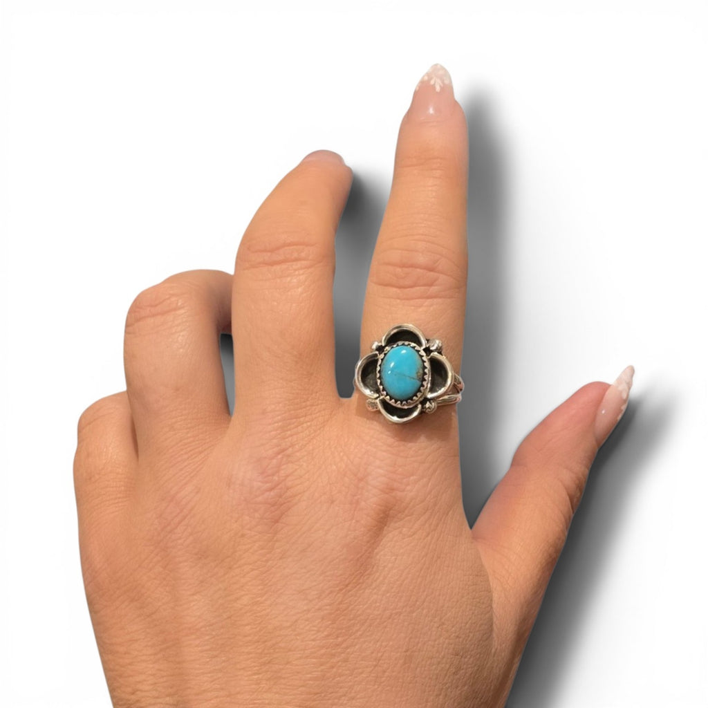 Native Made Kingman Turquoise & Sterling Ring Size 9.5