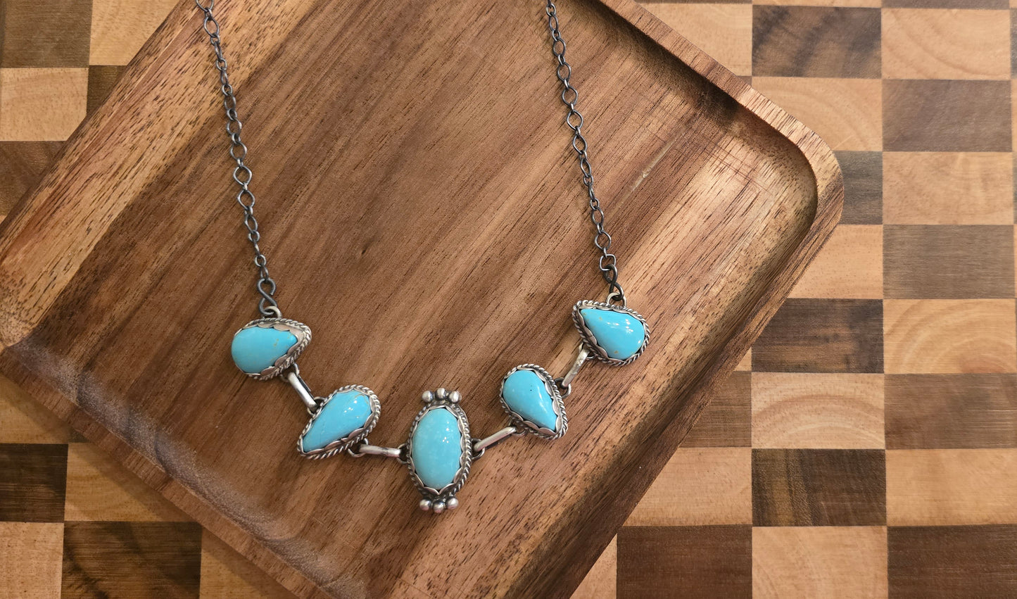 Blue Glacier Turquoise and Sterling Choker