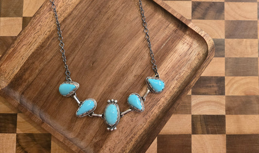 Blue Glacier Turquoise and Sterling Choker