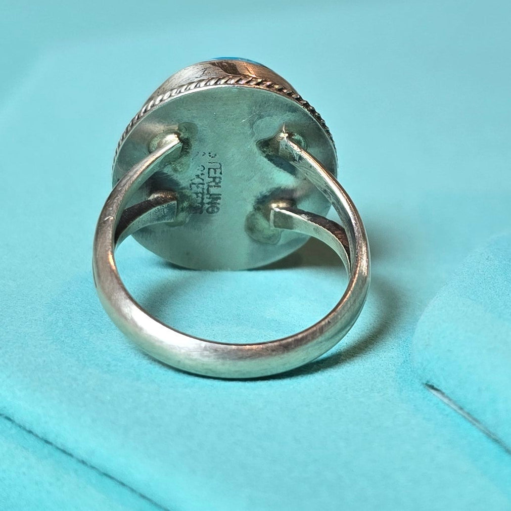 Scott Skeets Kingman Turquoise & Sterling Ring Size 7.25