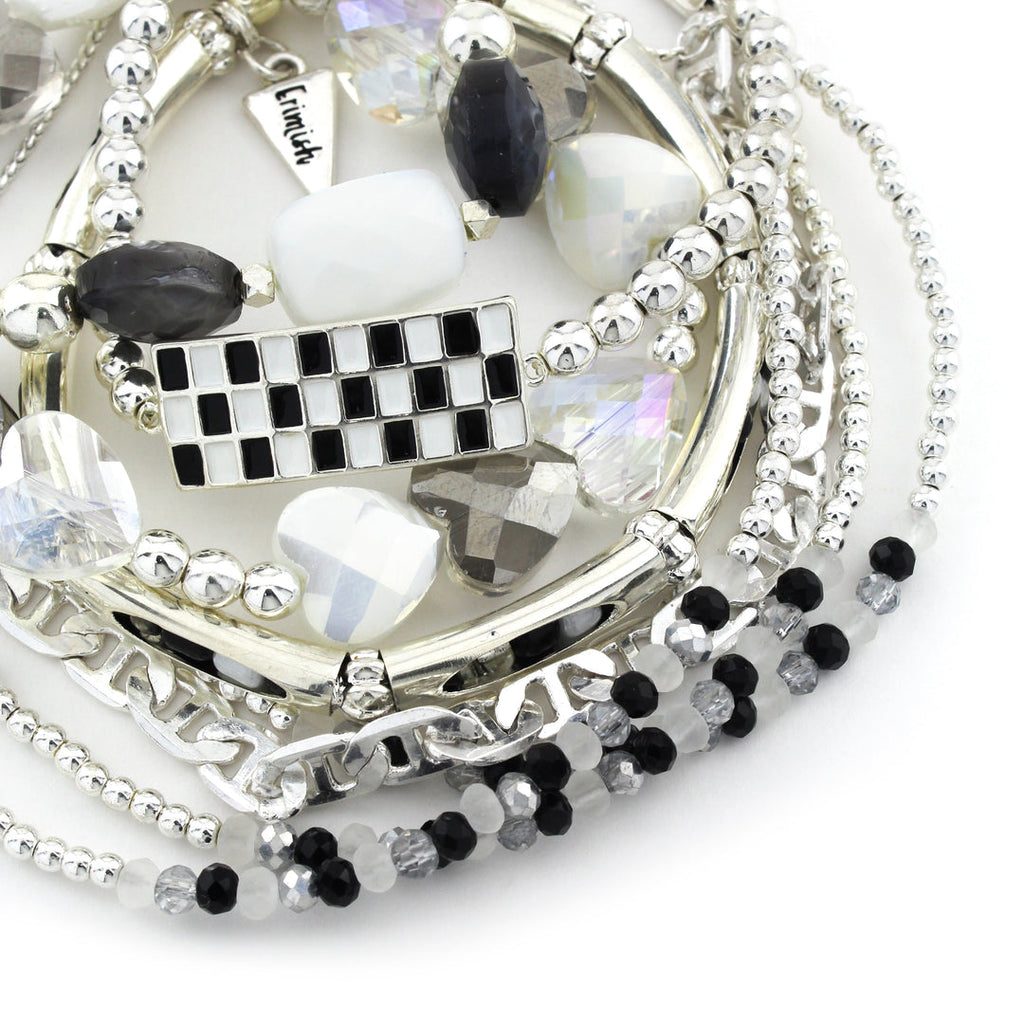 5 Piece Checkered Bracelet Stack