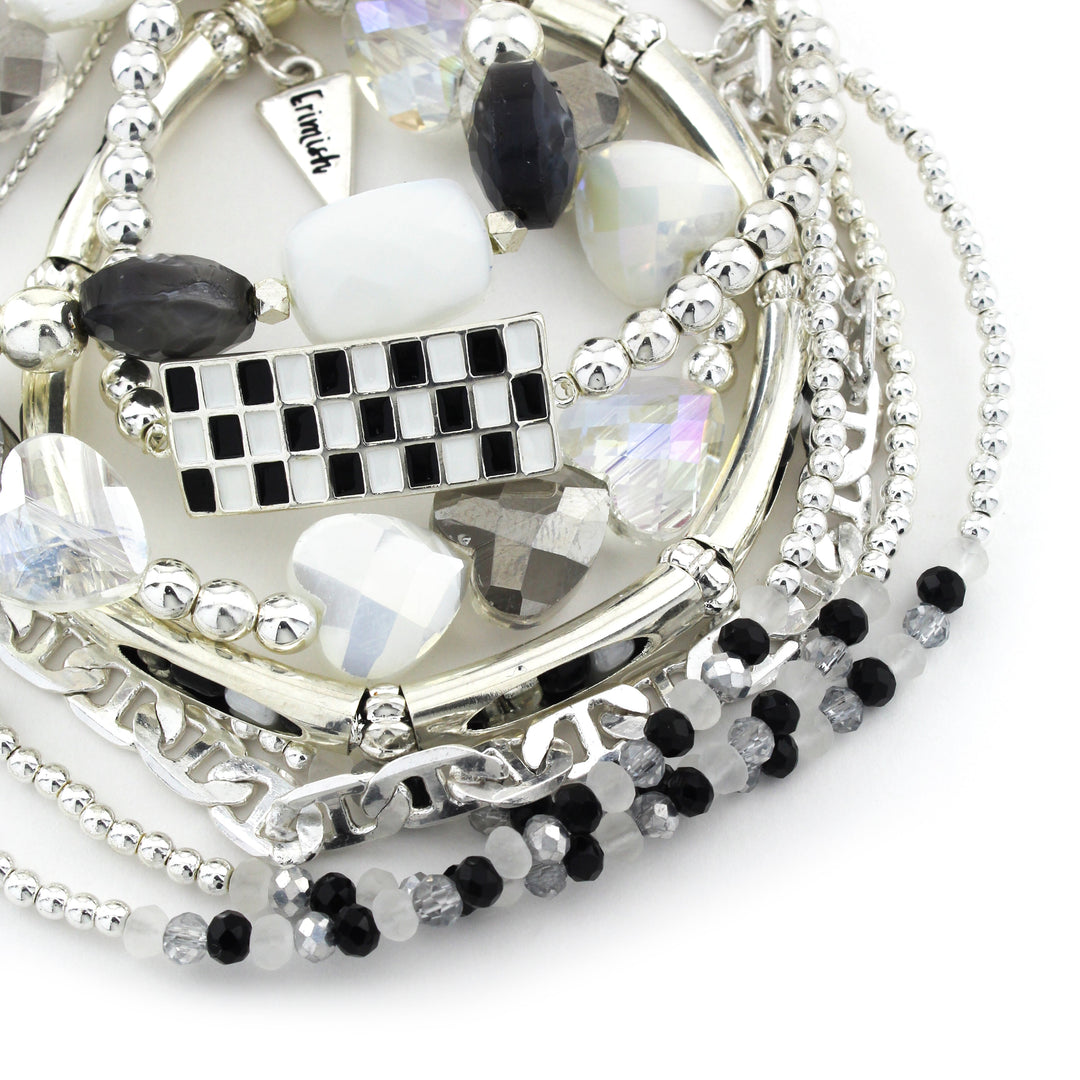 5 Piece Checkered Bracelet Stack