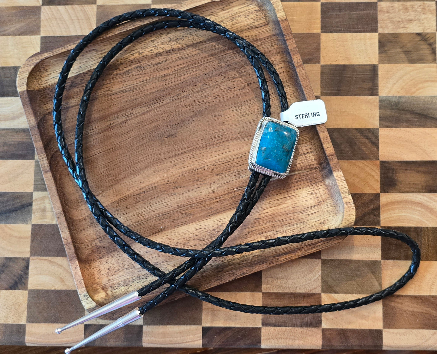 Turquoise, Sterling & Leather Bolo