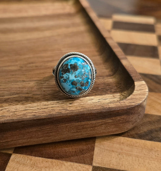 Kingman Turquoise and Sterling Ring Size 7.25