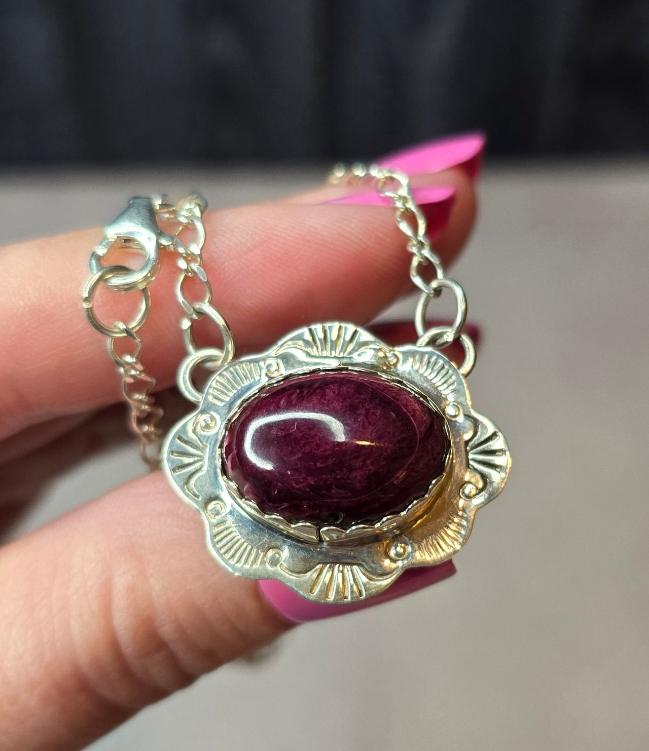 Purple Spiny and Sterling Necklace