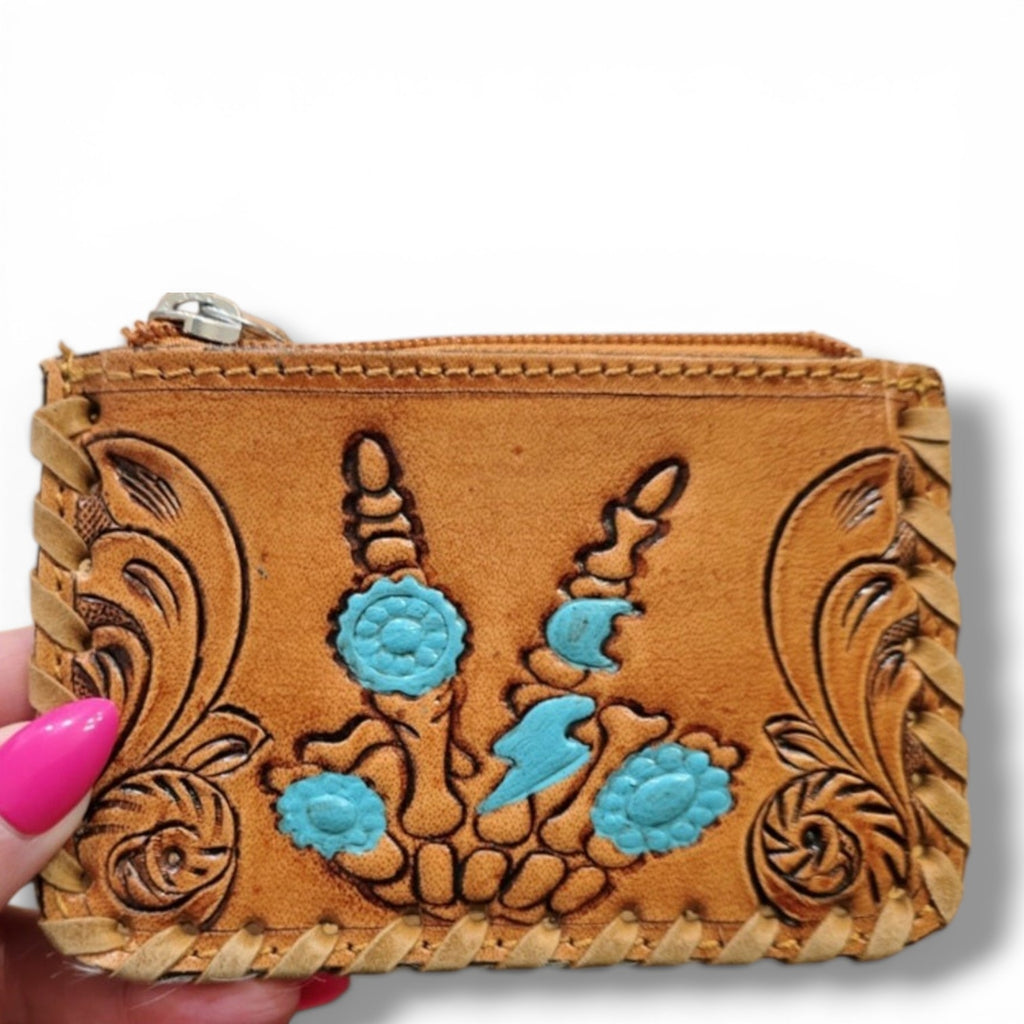 Tooled Leather & Hide Coin Purse