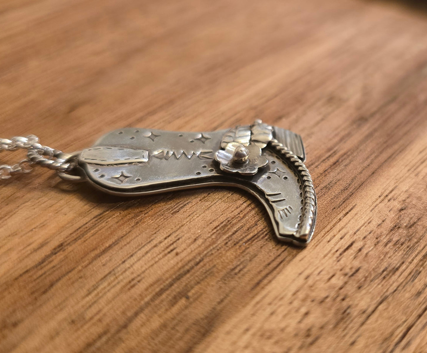 Handmade Sterling Boot Necklace