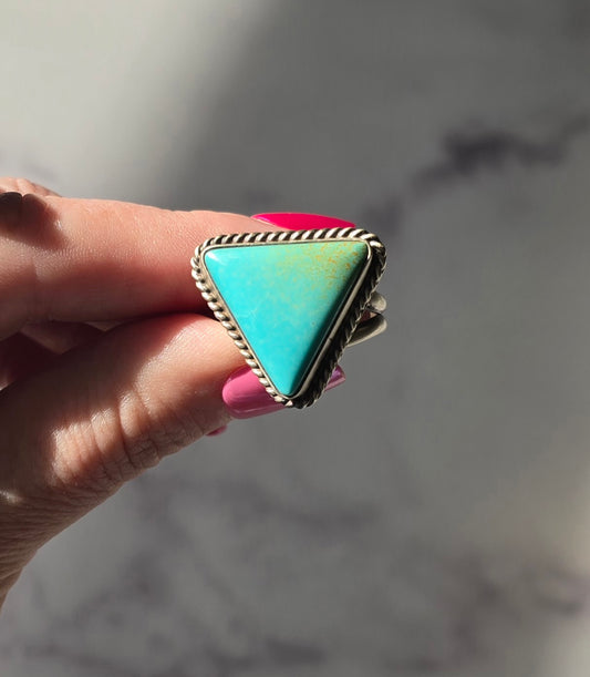 Kingman Turquoise and Sterling Adjustable Ring