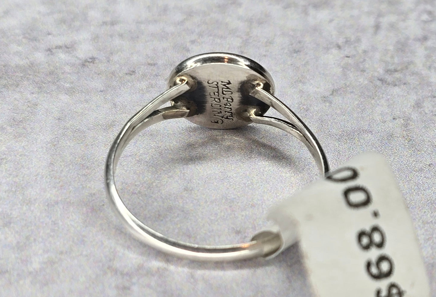 Man Made White Opal and Sterling Ring Size 7.25