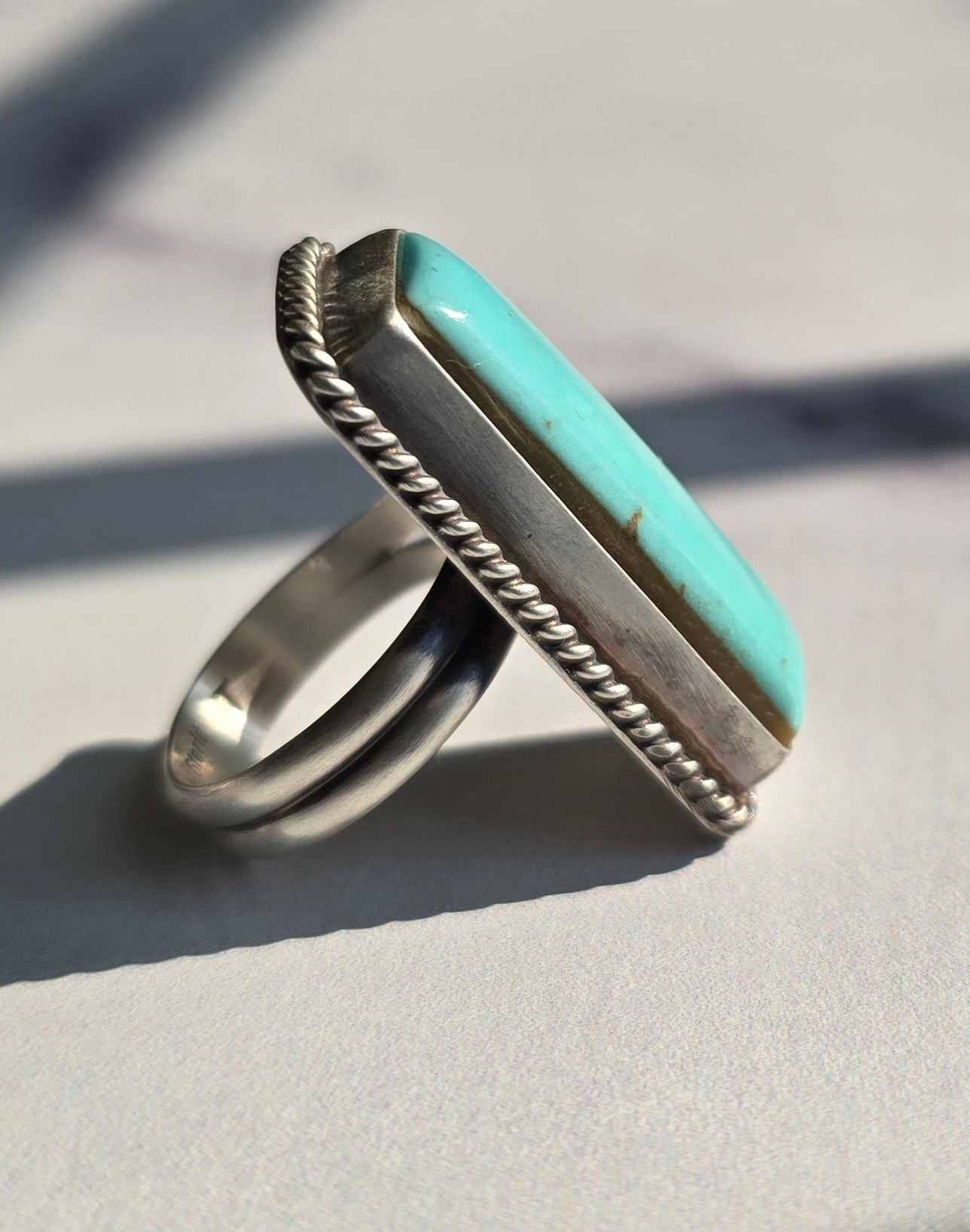 Kingman Turquoise and Sterling Adjustable Ring