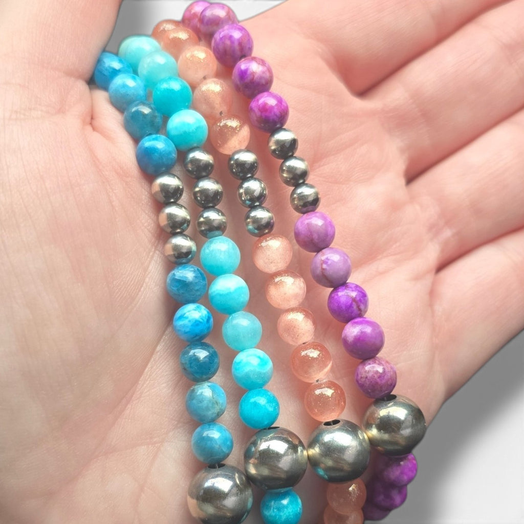 10mm Sterling Pearl & Gemstone Necklaces 15-16 inches