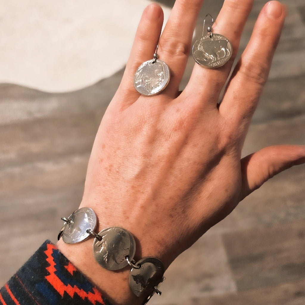 Buffalo Nickel Coin Bracelet or Earrings