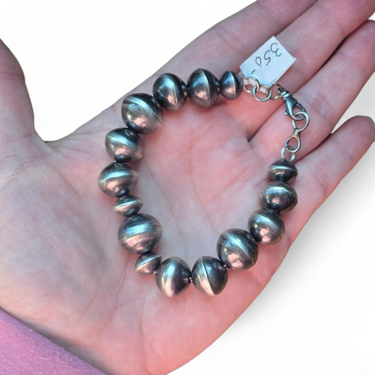 14 & 13mm Virginia Tso Handmade Navajo Pearl Bracelet 8 inches