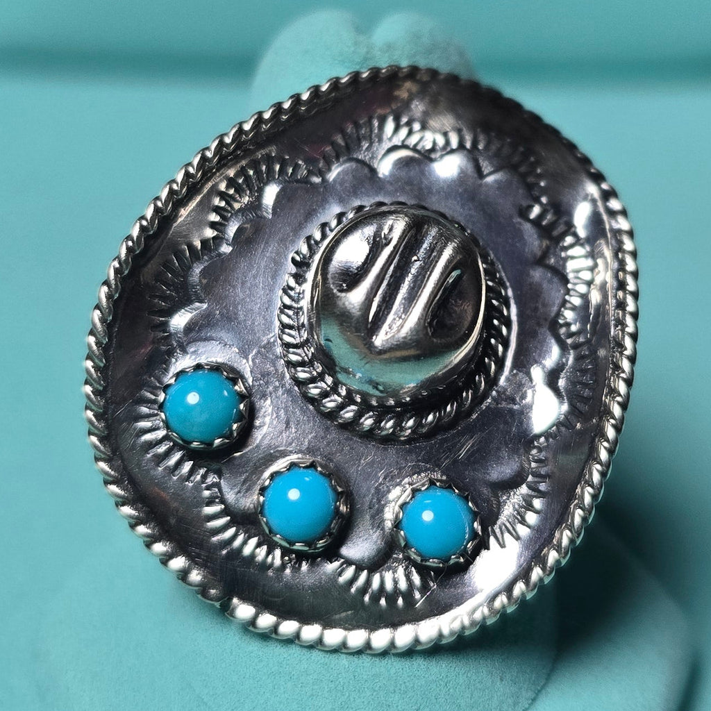 Bobby Platero Cowboy Hat Ring Size 9
