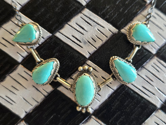 Blue Glacier Turquoise and Sterling Choker