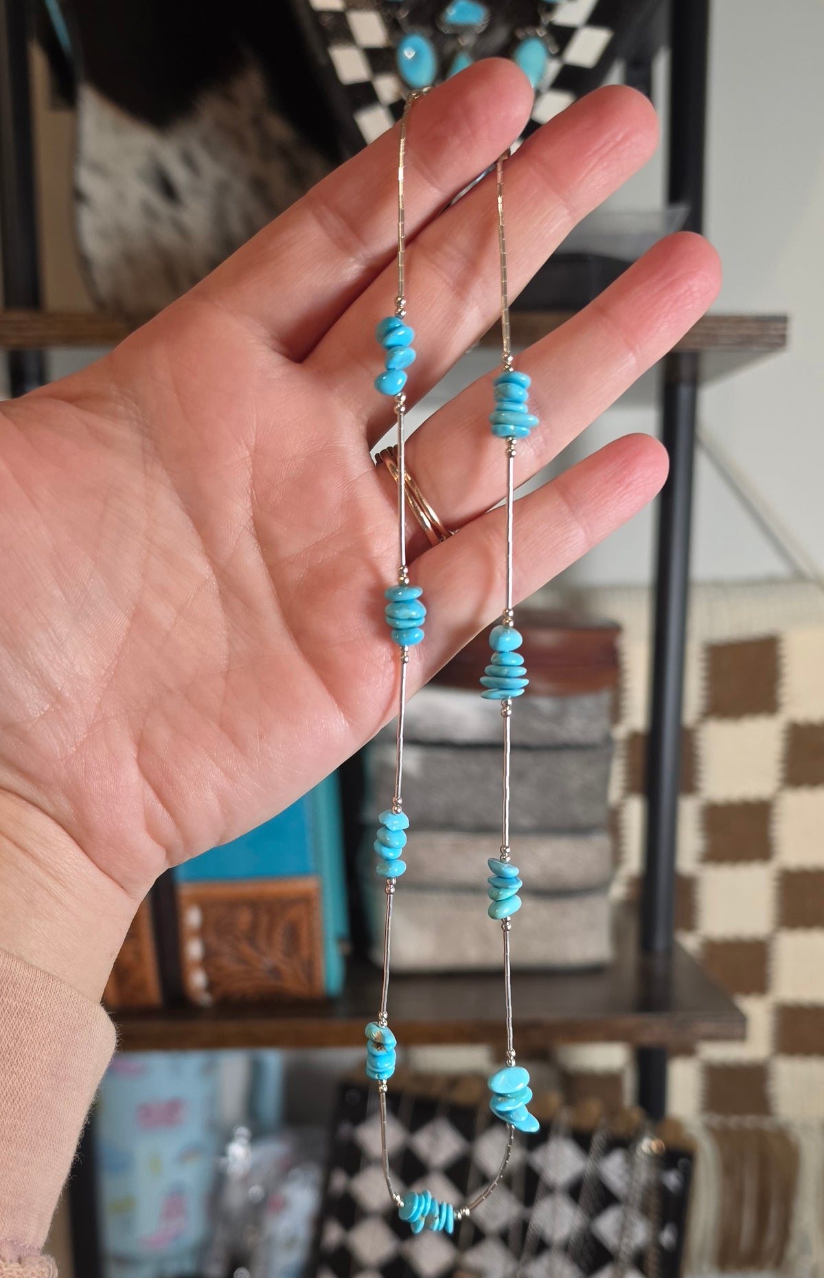 Turquoise & Liquid Silver Necklace 18 inches