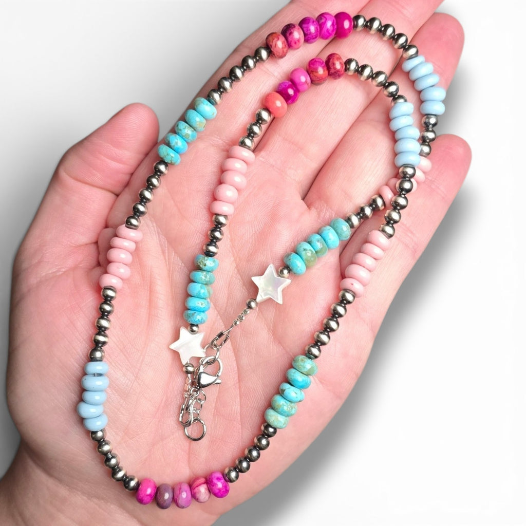 Candy Land Necklace 4mm Sterling Pearls 21-22 inches