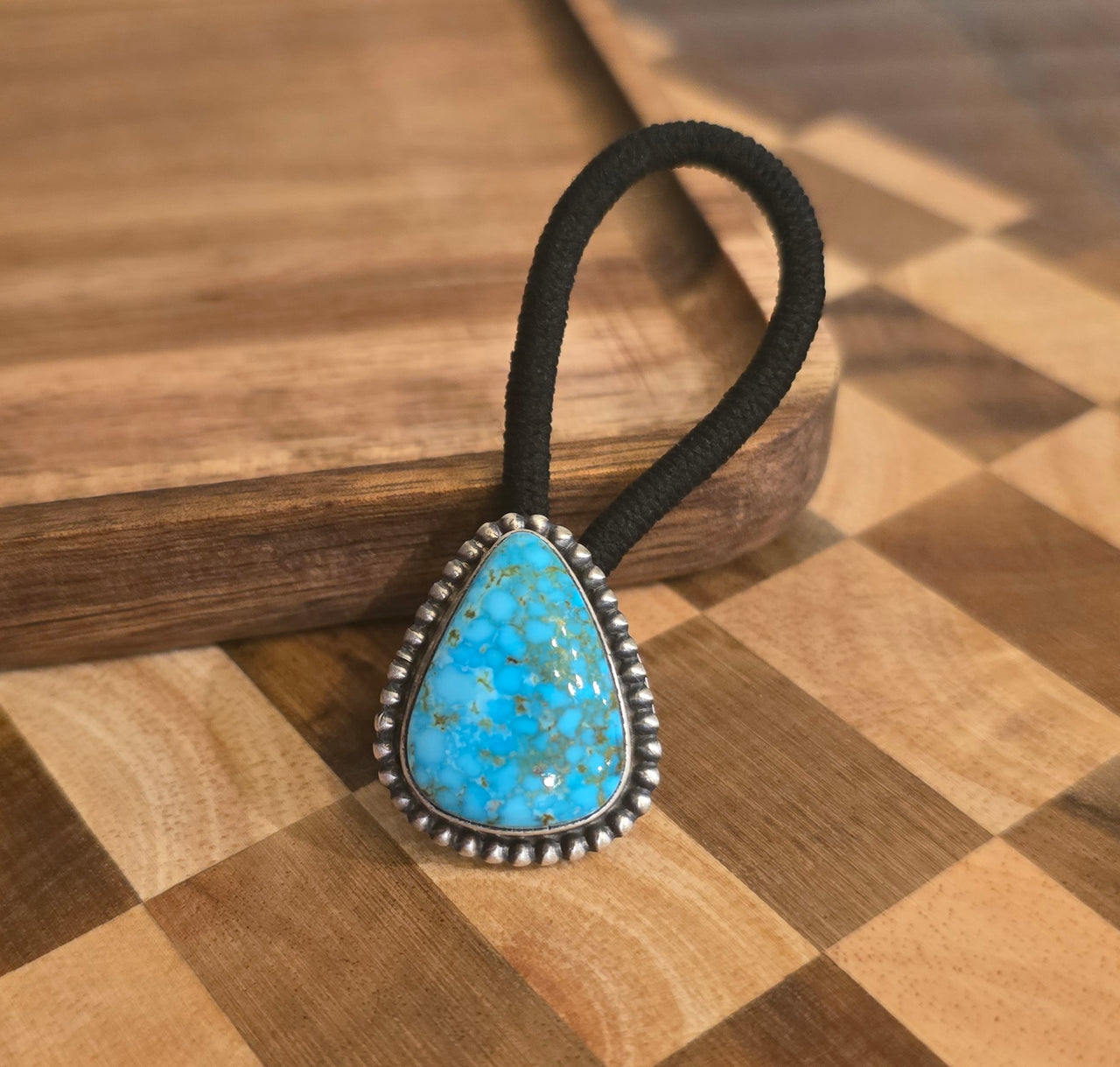 Kingman Turquoise & Sterling Hair Tie