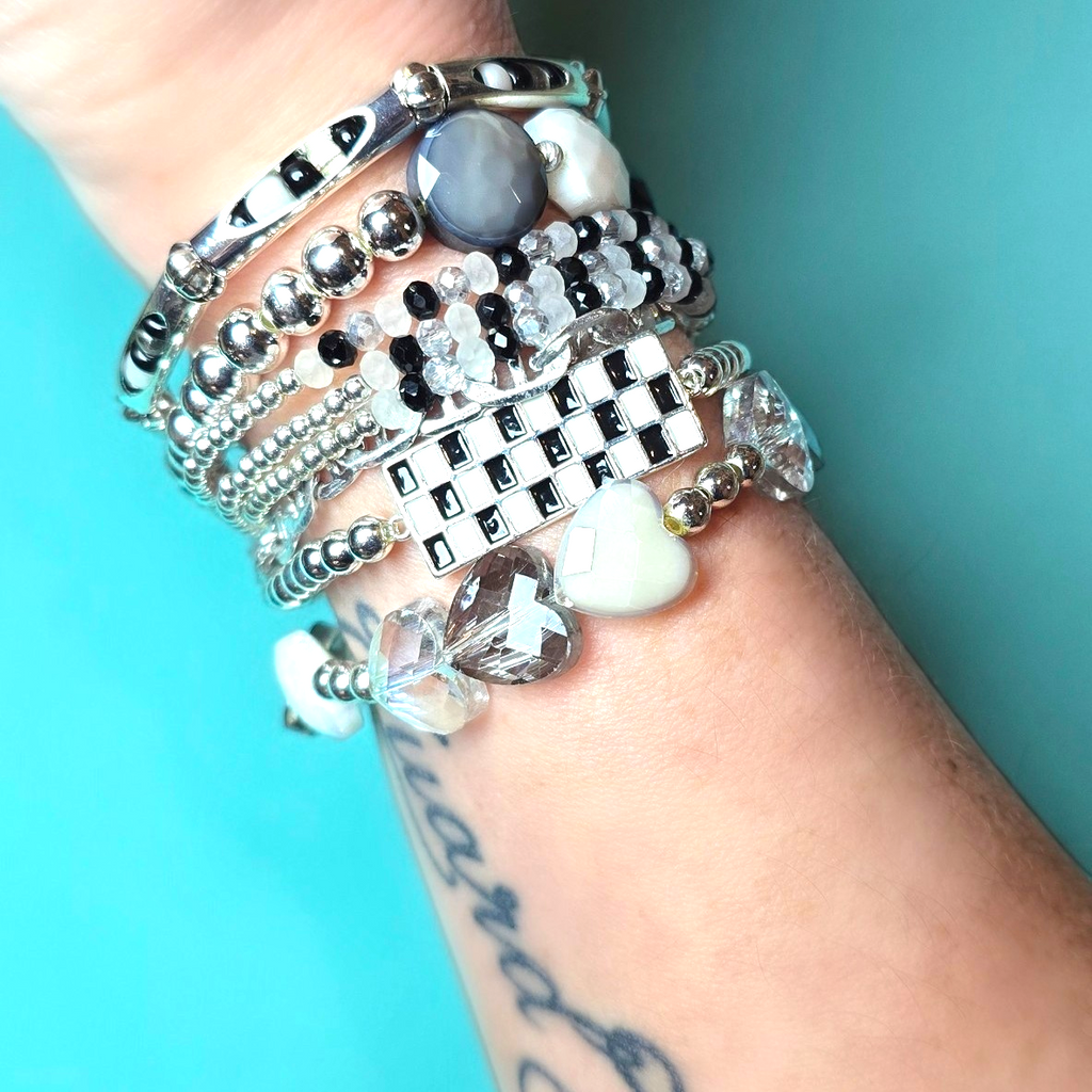 5 Piece Checkered Bracelet Stack