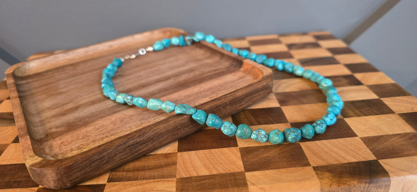 Genuine Turquoise & Sterling Necklace 17 inches