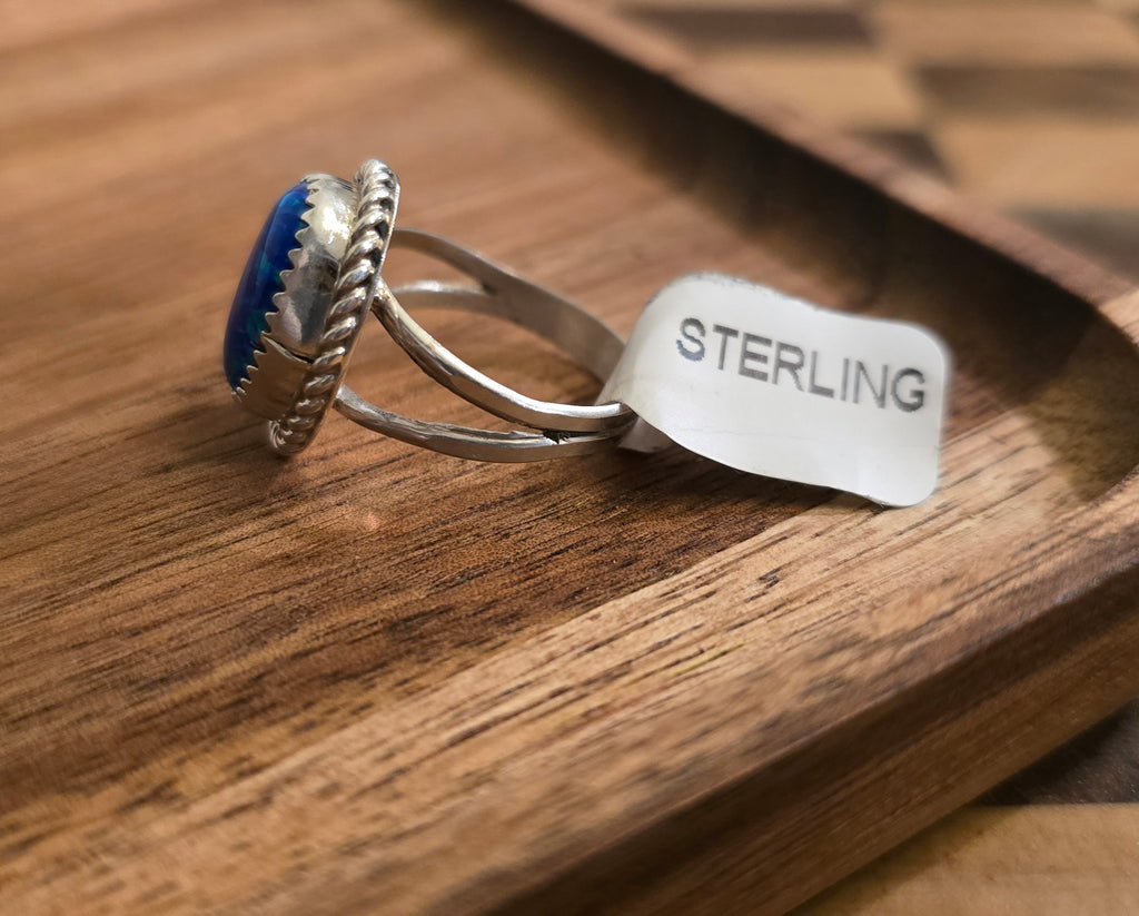 Blue Opal & Sterling Ring